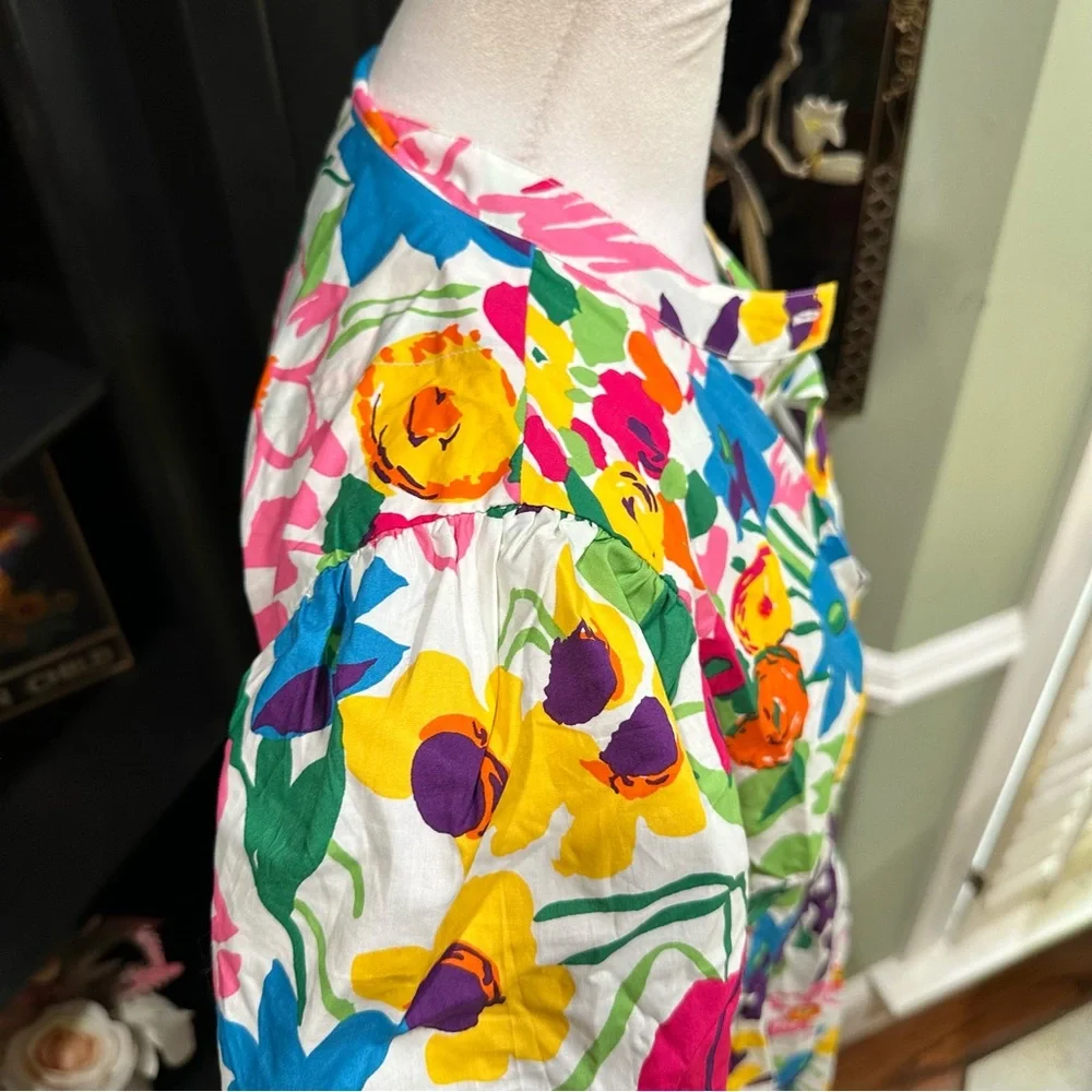J.Crew Bold Floral Cotton Mini Dress (Size 8) - Picture 9 of 13